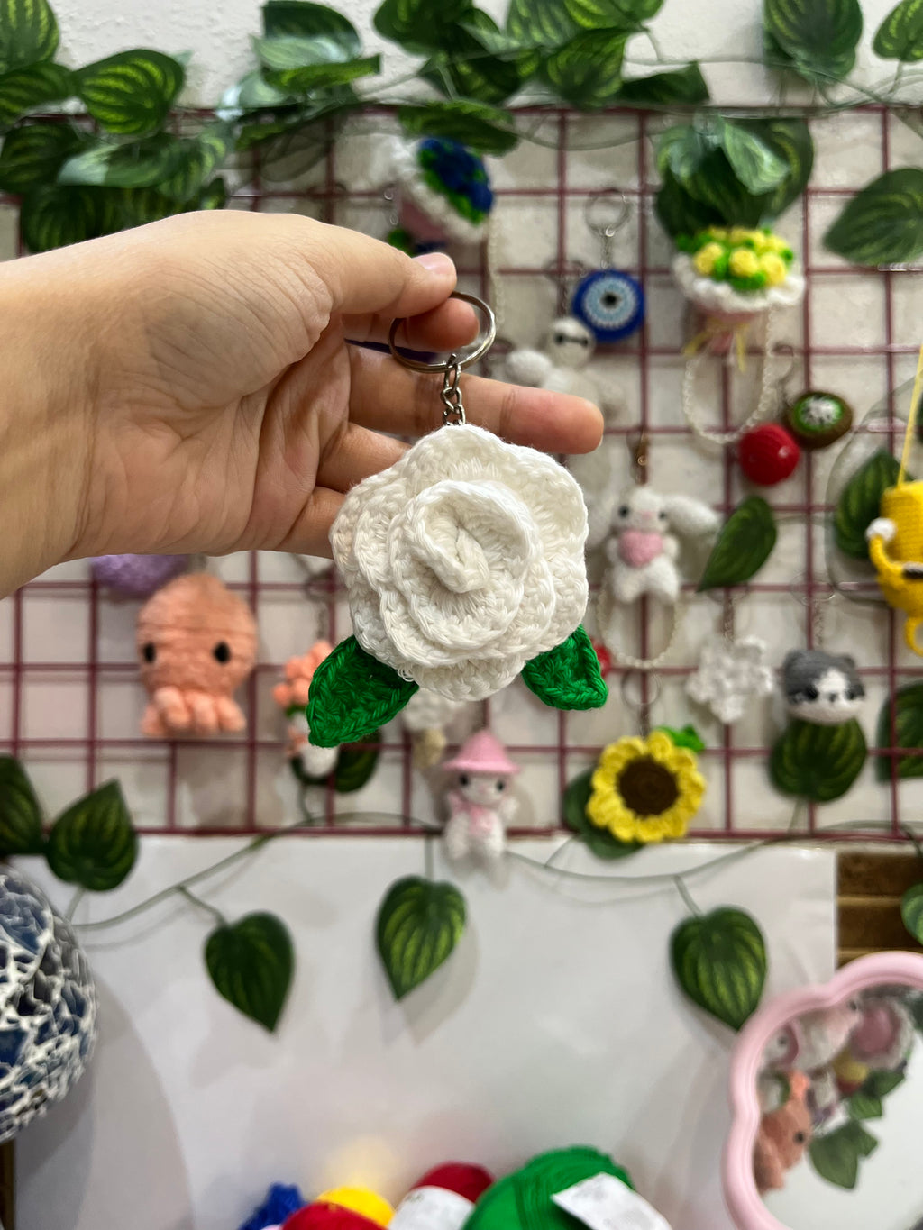 Camellia Flower Keychain